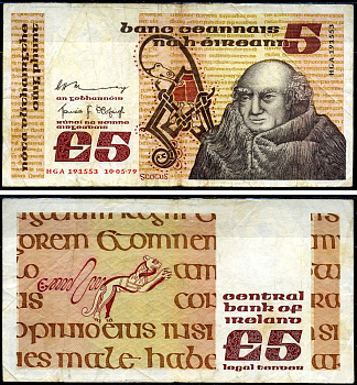 Ирландия 5 фунтов 1979 Pick 71c бумага 8564-10-1-1