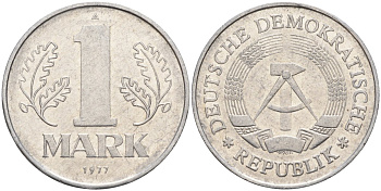ГДР 1 марка 1977 A KM 35.2 алюминий 4143-825