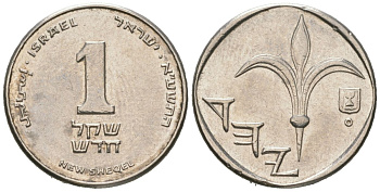 Израиль 1 новый шекель 1985 JE 5745 KM 160 медно-никель aUNC 4609-1166