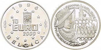 Бельгия 10 евро 1996 (1496-1996) ЖАННА КАСТИЛИЕНЗИС серебро PROOF 1068-4-34