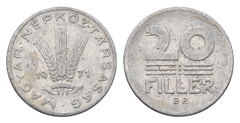 Венгрия 20 филлеров 1971 BP KM 573 алюминий 4665-1066