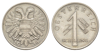 Австрия 1 шиллинг 1934 KM 2851 медно-никель 4525-647