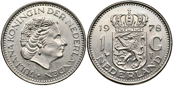 Нидерланды 1 гульден 1978 Юлиана (1948-1980) KM 184а никель 4175-314