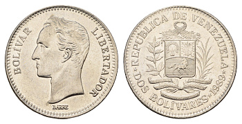 Венесуэла 2 боливара 1989 Симон Боливар Y 43a сталь плакированная никелем aUNC 4116-221