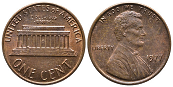 США 1 ЦЕНТ 1977 ЛИНКОЛЬН KM 201 медь цинк 4364-913