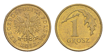 Польша 1 грош 2012 Y 276 марганец латунь UNC 4627-1241