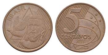 Бразилия 5 сентаво 2011 KM 648 сталь плакированная медью 4663-523