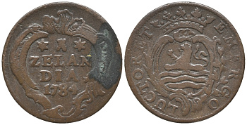 НИДЕРЛАНДЫ, ЗЕЛАНДИЯ 1 ДУИТ 1784 KM 101 медь 28-1246