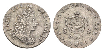 Дания 8 скиллингов 1700 Фредерик IV (1699-1730) KM 470 серебро 650-332