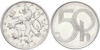 Чехия 50 геллеров 1999 KM 3 алюминий 4613-1027