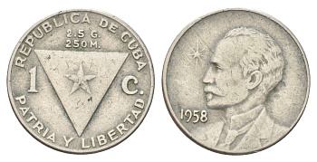 Куба 1 сентаво 1958 Хосе Марти KM 30 медно-никель 4701-1016