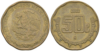 Мексика 50 сентаво 2002 M KM 549 алюминиевая бронза 4591-131