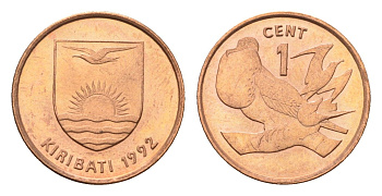 Кирибати 1 цент 1992 KM 1 бронза UNC 4630-1242