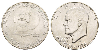 США 1 доллар 1976 S, Президент Эйзенхауэр, 200 лет независимости США KM 206a серебро BU 272-912