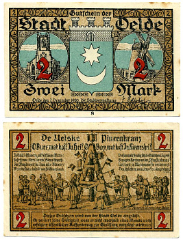 Эльде 2 марки 1920 7 декабря 1920, нотгельд, земля Северный Рейн-Вестфалия Grabowski 1007.1 бумага 2195-14-1-2