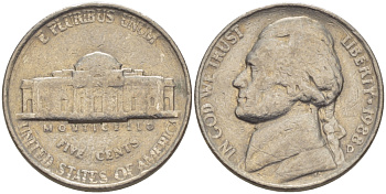 США 5 ЦЕНТОВ 1988 D, ДЖЕФФЕРСОН KM А192 медно-никель 31-655