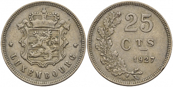 ЛЮКСЕМБУРГ 25 САНТИМОВ 1927 ГОД ТИП KM 37 медно-никель 4548-754