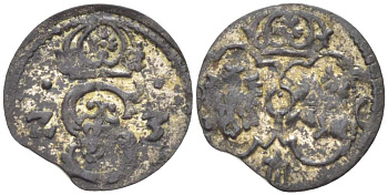 Польша, Лобженица 1 денарий 1623 Сигизмунд III (1587-1632), вес 0,35 гр. KM 7 серебро 1517-424
