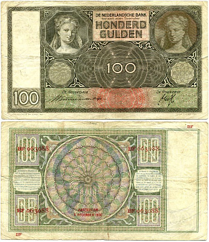 Нидерланды 100 гульденов 1936 05 декабря 1936 Pick 51а  бумага   7147-24-1-1