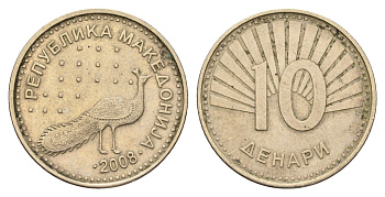 Македония 10 денаров 2008 KM 31 медь цинк никель 4699-315