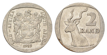 ЮАР 2 ранда 1989 KM 139 медь плакированная никелем 4626-937