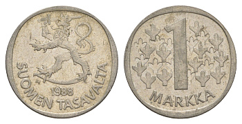Финляндия 1 марка 1988 KM 49a медно-никель 4648-555