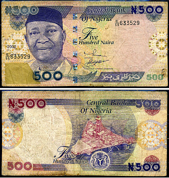 Нигерия 500 найра 2002 Pick 30 a бумага 8588-36-1-2