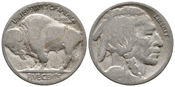 США 5 ЦЕНТОВ ND ИНДЕЕЦ, БИЗОН KM 134 медно-никель 4364-552