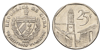 Куба 25 сентаво 2003 площадь в Тринидаде KM 577.2, JMA MC21, Schoen 715 сталь плакированная никелем 4114-1243