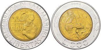 Сан-Марино 500 лир 1994 ФАО KM 314 биметалл UNC 4148-827