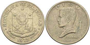 Филиппины 1 писо 1972 Хосе Рицаль KM 203 медь никель цинк 4607-432