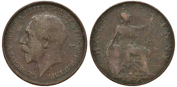 Великобритания 1/2 пенни 1920 Георг V (1910-1936) KM 809, Spink 4056 бронза 4163-537