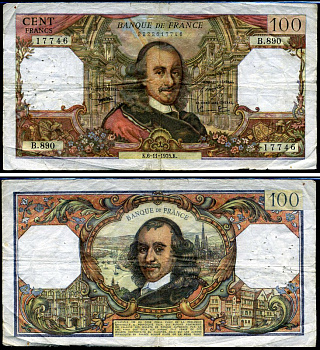 Франция 100 франков 1975 Pick 149 e бумага 8590-5-1-1