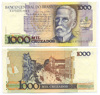 БРАЗИЛИЯ 1000 КРУЗАДО 1988 СЕРИЯ А9756 Pick 213b бумага UNC (ПРЕСС) 8595-34-2-1