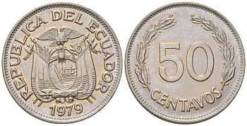 Эквадор 50 сентаво 1979 KM 81 сталь плакированная никелем aUNC 4511-343