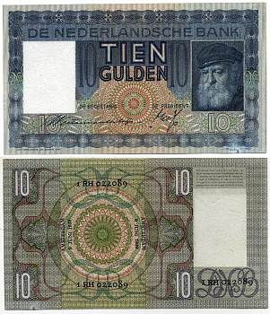 Нидерланды 10 гульденов 1939 Амстердам, 9 июня 1939 Pick 49 бумага aUNC 451-65-1