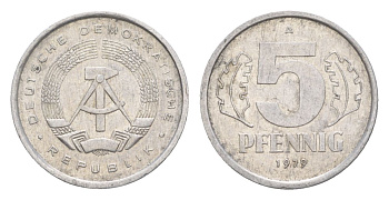 ГДР 5 пфеннигов 1979 A KM 9.2 алюминий 4630-633