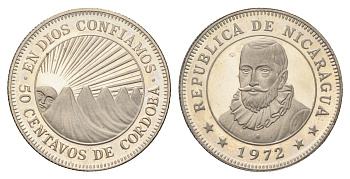 Никарагуа 50 сентаво 1972 KM 19.3 медно-никель PROOF 4127-1511