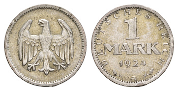 Германия 1 марка 1924 A KM 42 серебро 4656-117