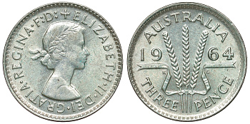 Австралия 3 пенса 1964 Елизавета II (1952-2022) KM 57 серебро 71-1013