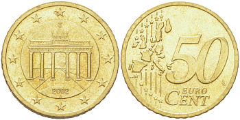 Германия 50 евроцентов 2002 KM 212 нордик UNC 4126-116