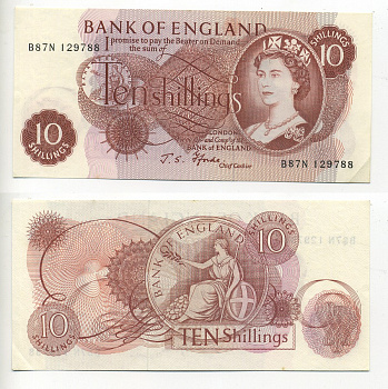 АНГЛИЯ 10 ШИЛЛИНГОВ 1966-1970 Pick 373c бумага 6266-18-1-1