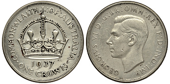 Австралия 1 крона 1937 Корона, Георг VI (1937-1952) KM 34 серебро aUNC 272-413