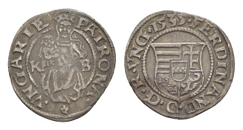 Венгрия 1 денар 1535 KB, Фердинанд I (1526-1564), мадонна с младенцем серебро EH 745a серебро 650-812