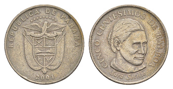 Панама 5 сентесимо 2001 KM 133 медно-никель 4644-638