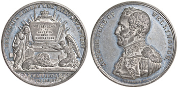 Великобритания медаль 1862 Артур Уэлсли, первый герцог Веллингтон, Британия оплакивает своего почившего героя, 51 мм., 38,82 гр. цинк? 00-00