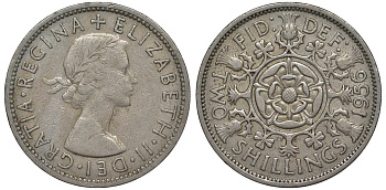 Великобритания 2 шиллинга (флорин) 1956 Елизавета II (1952-2022) KM 906, Spink 4146 медно-никель 4123-921