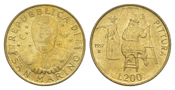 Сан-Марино 200 лир 1997 KM 366 алюминиевая бронза 4514-1135