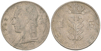 Бельгия 1 франк 1962 Belgique, Бодуэн I (1951-1993) KM 142 медно-никель 4618-225