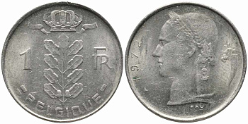 Бельгия 1 франк 1972 Belgique, Бодуэн I (1951-1993) KM 142.1 медно-никель 4175-316